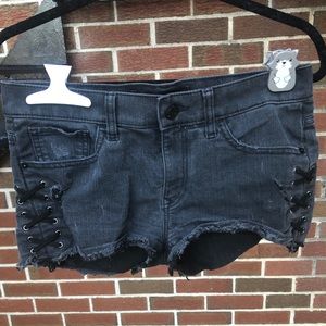 Mid Rise Lace Up Shorts